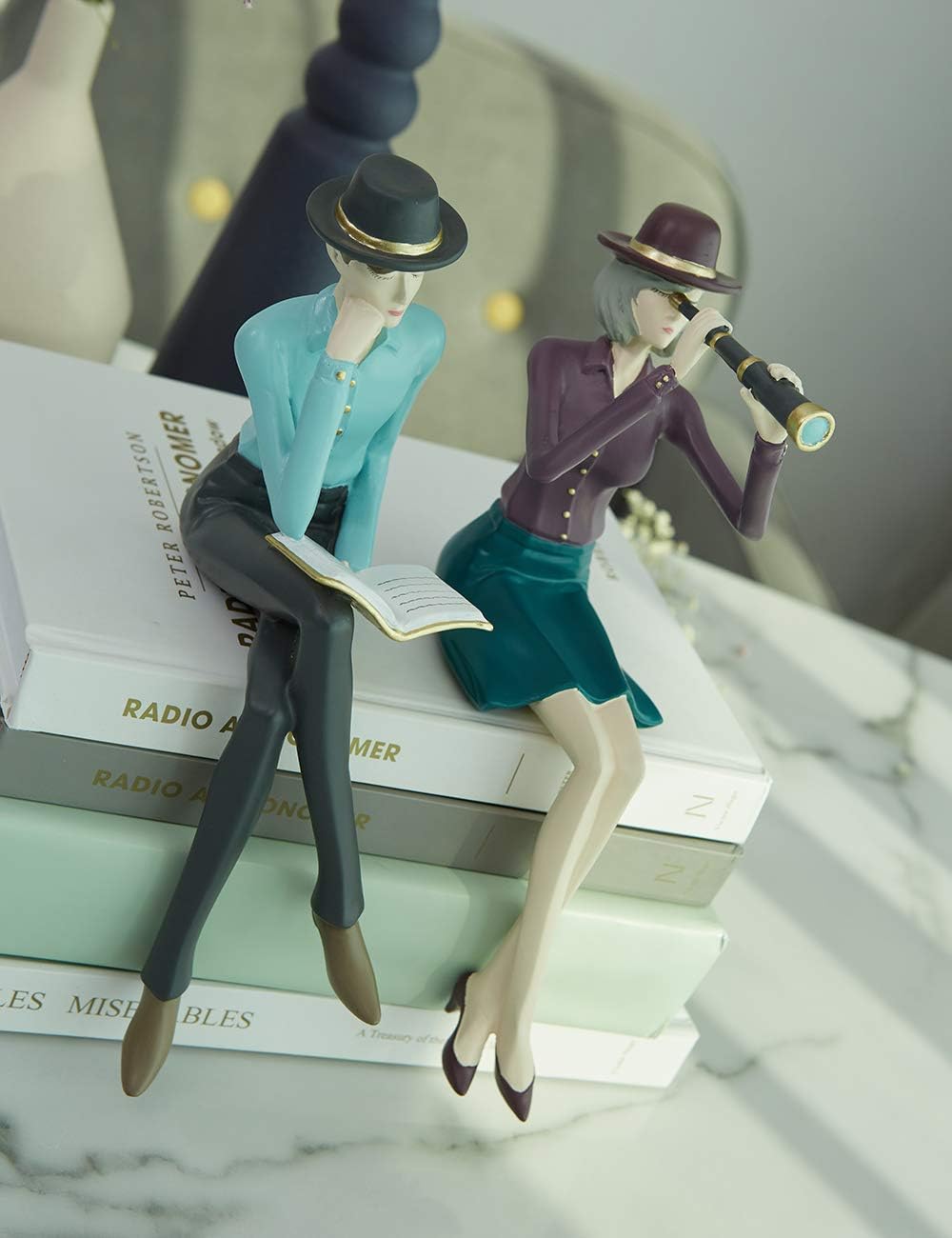 Modern Home Decor Sculpture Woman Figurine Statue Table Centerpiece Crafts Polyresin Arts Multi Color 8.7inch K9603