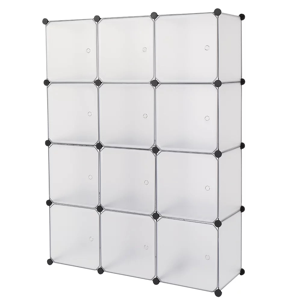 White 12-Cube Plastic Bookshelf T425