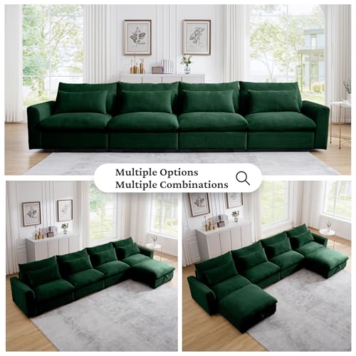 Corduroy L Shaped Modular Sofa with Storage Ottoman H869456