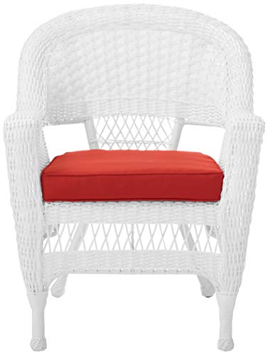 Wicker Chair with Red Cushion, Set of 2 D481210