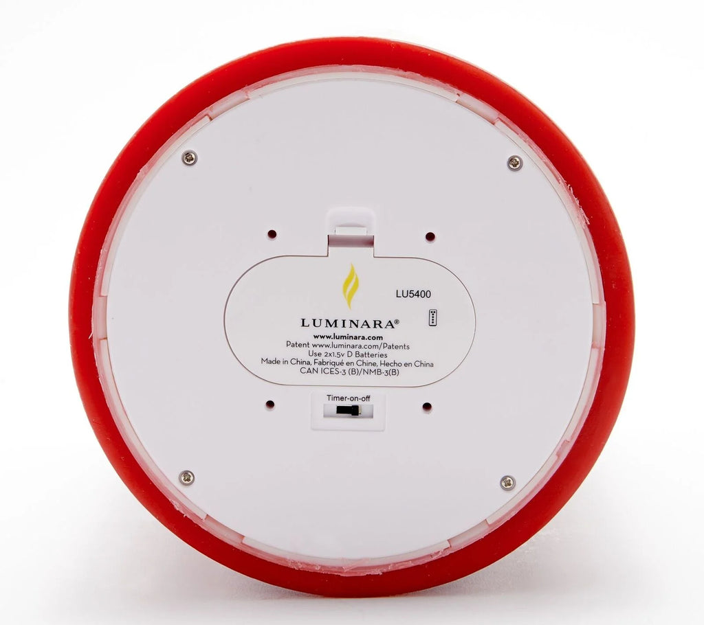 Oversized 6"x10" Flameless Smooth Wax Pillar in Red E4011