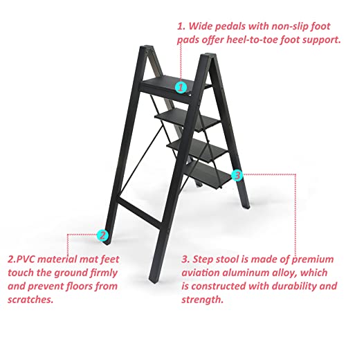 Black 4 Step Aluminium Folding Ladder J7535