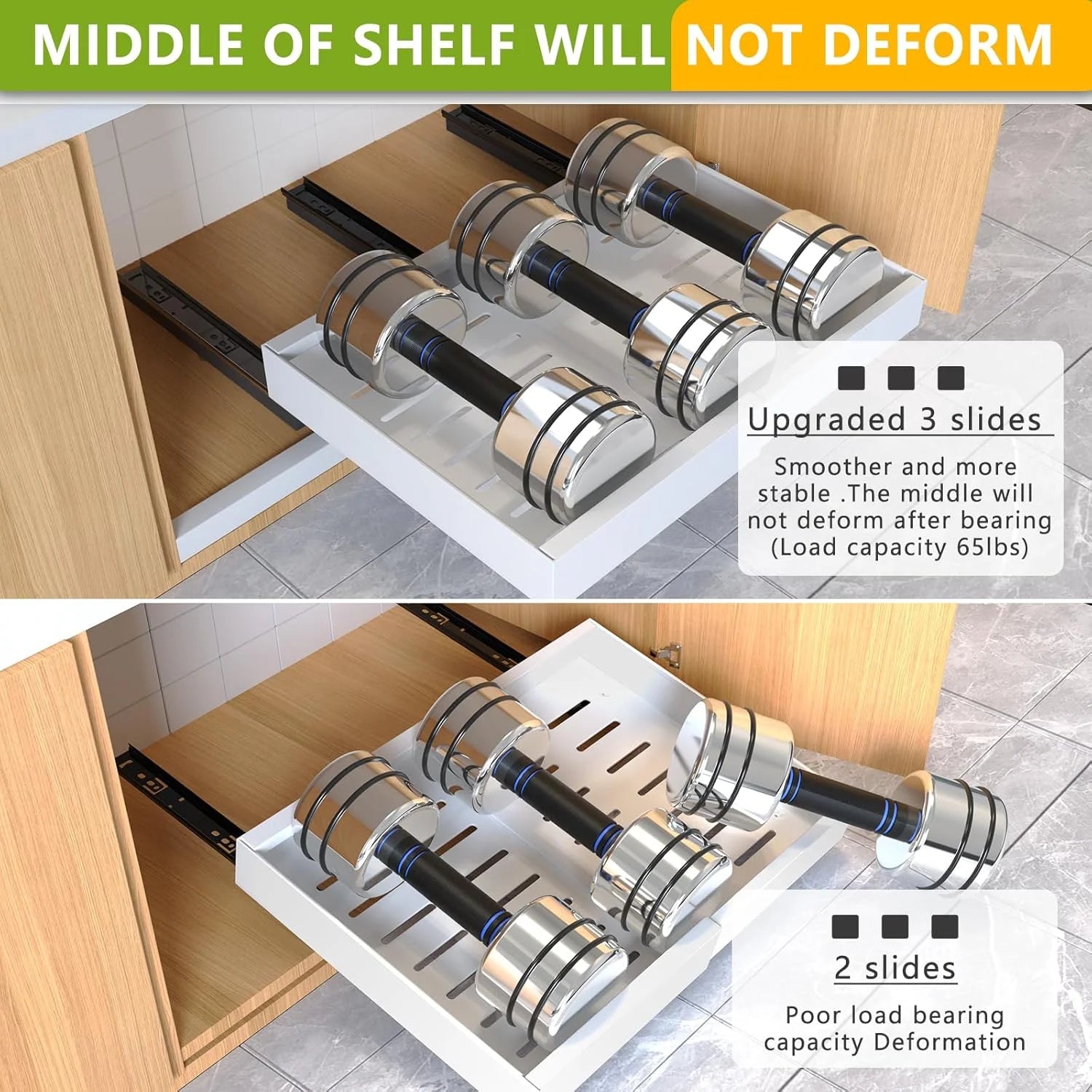 4 Pack Pull Out Cabinet Organizer, 21Deep Slide Out Drawer Organizers, White C4284