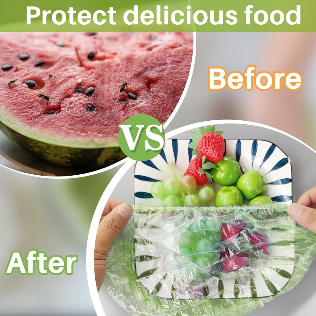 60 Pcs Reusable Elastic Plastic Bowl Covers B25559