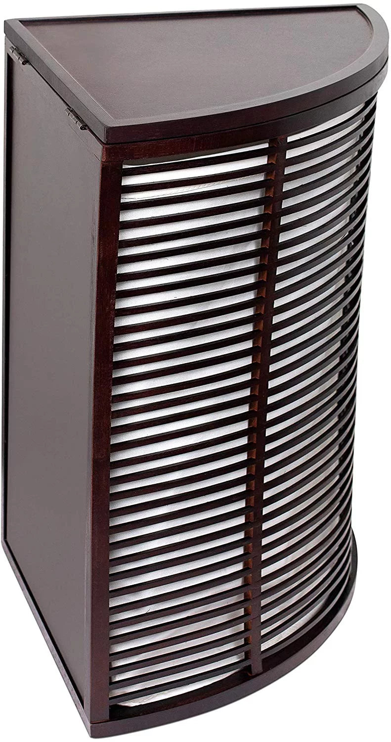 Compact Corner Laundry Hamper with Lid - Black W249764