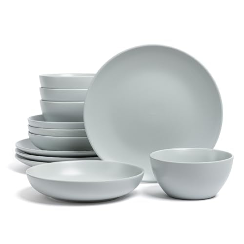 16-Piece Stoneware Dinnerware Set with 4 Dinner Plates, 4 Salad Plates, 4 Cereal Bowls, 4 Dinner Bowls W49220