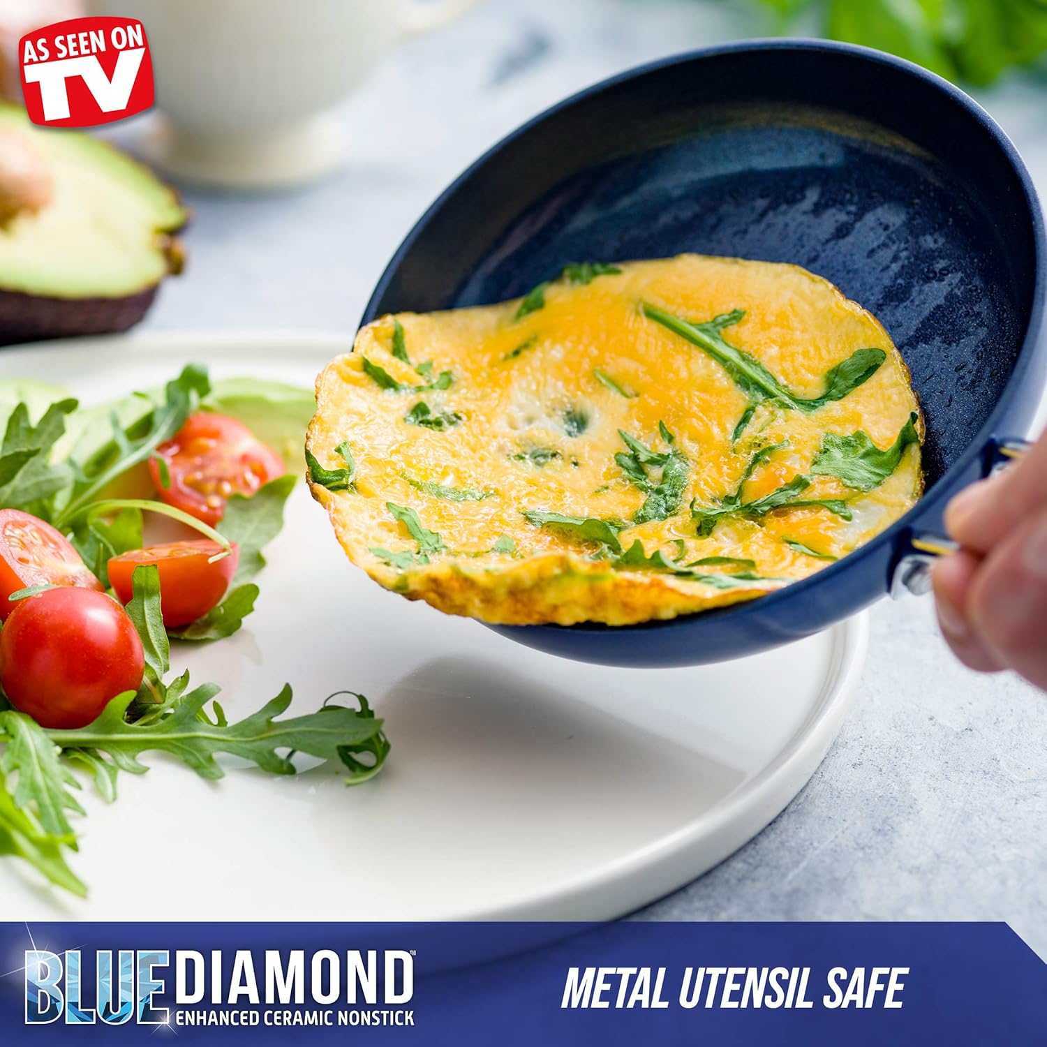 Blue Diamond Diamond Infused Ceramic Nonstick 12" Frying Pan Skillet with Lid N342313