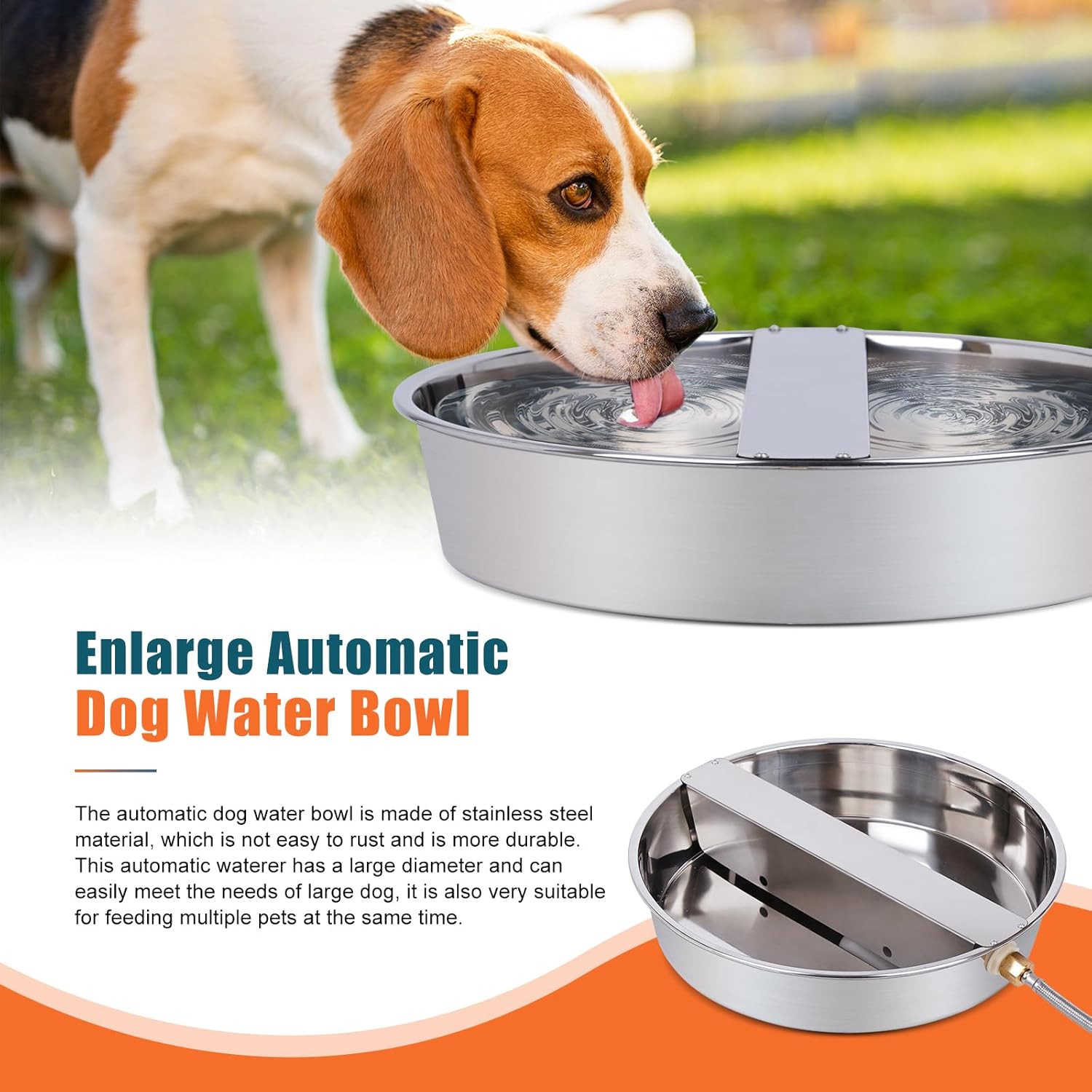 Large Stainless Steel Pet Waterer with Float Valve N573