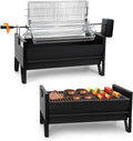 2 IN 1 Charcoal Grill Rotisserie Kit with 3 Stainless Steel Rotating Baskets and 24 In Grill Grate P712961