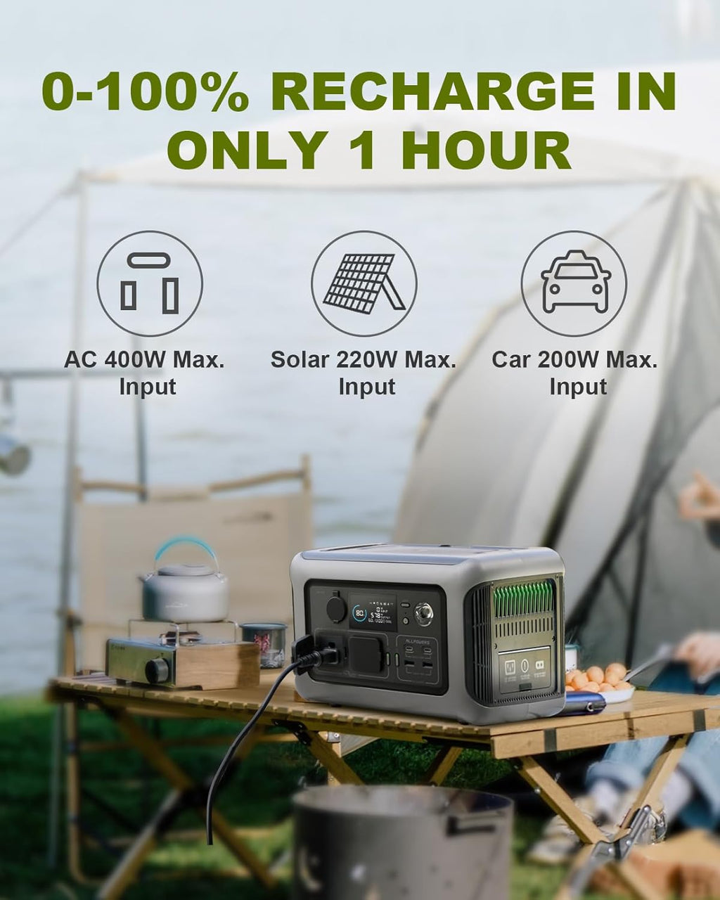 600W Portable Power Station with 200W Solar Panel, 299Wh LiFePO4 Solar Generator G382975