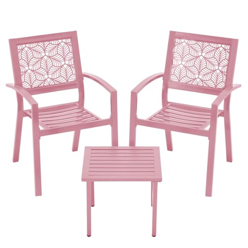 Peacock Blue Stackable Bistro Set with 2 Chairs and 1 Coffee Table P767570