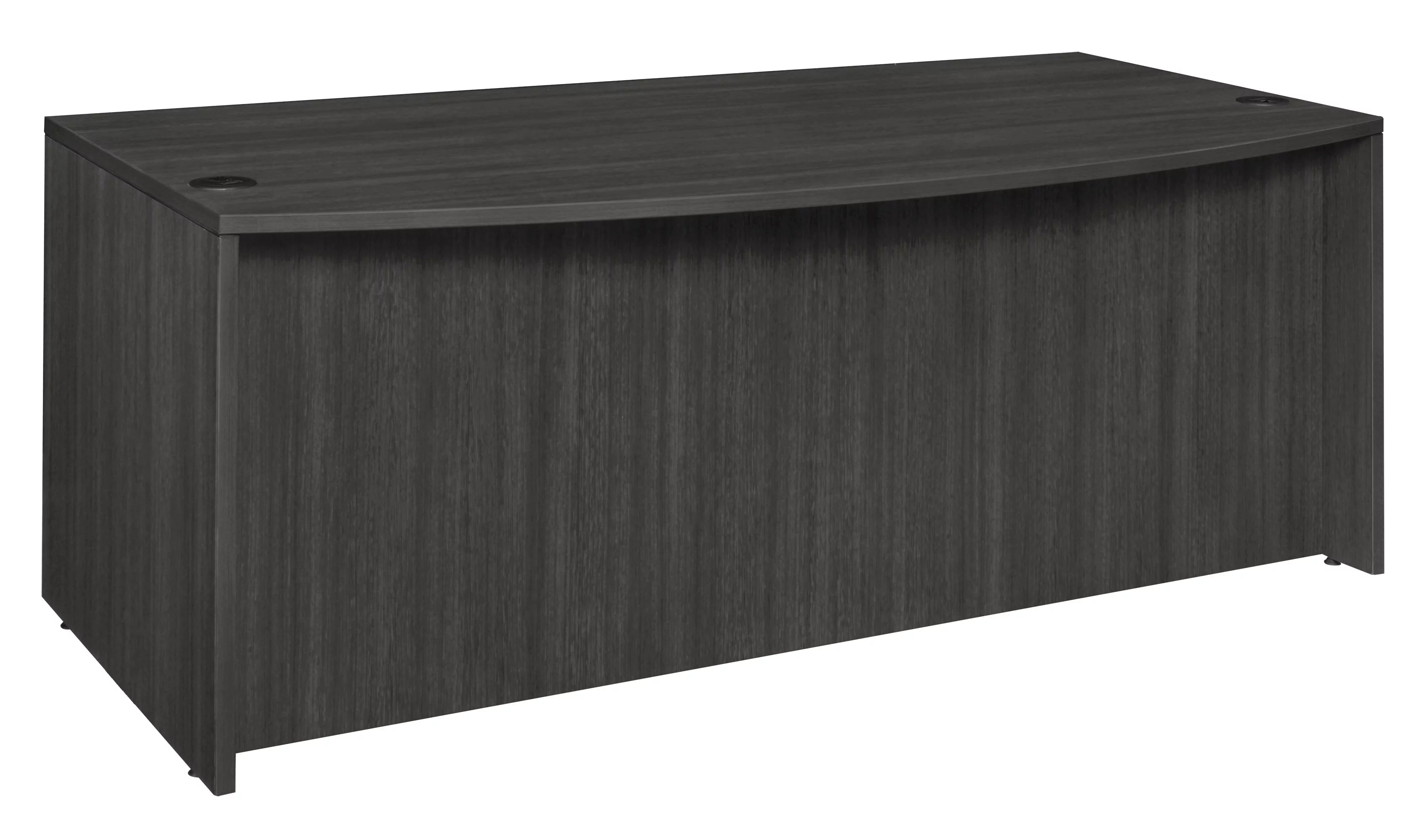 Ash Grey Bow Front Office Desk with Double Pedestal Drawer Unit B519392