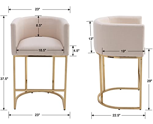 Cream Linen Bar Stools Set of 3 O273