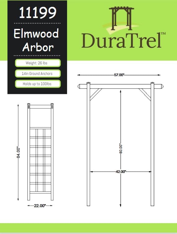 White 57 by 84 Inch PVC Garden Arbor X221693