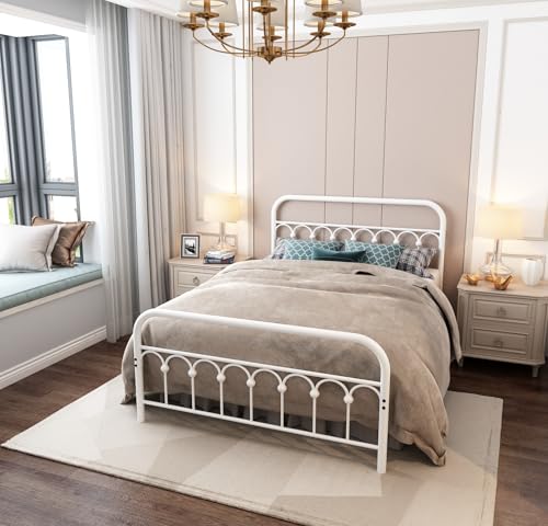 Queen Size Metal Bed Frame with Headboard and Footboard T51693
