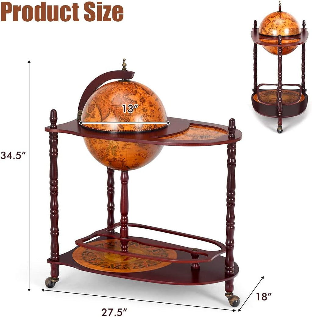 Globe Bar with Wheels and Bottom Shelf G982947