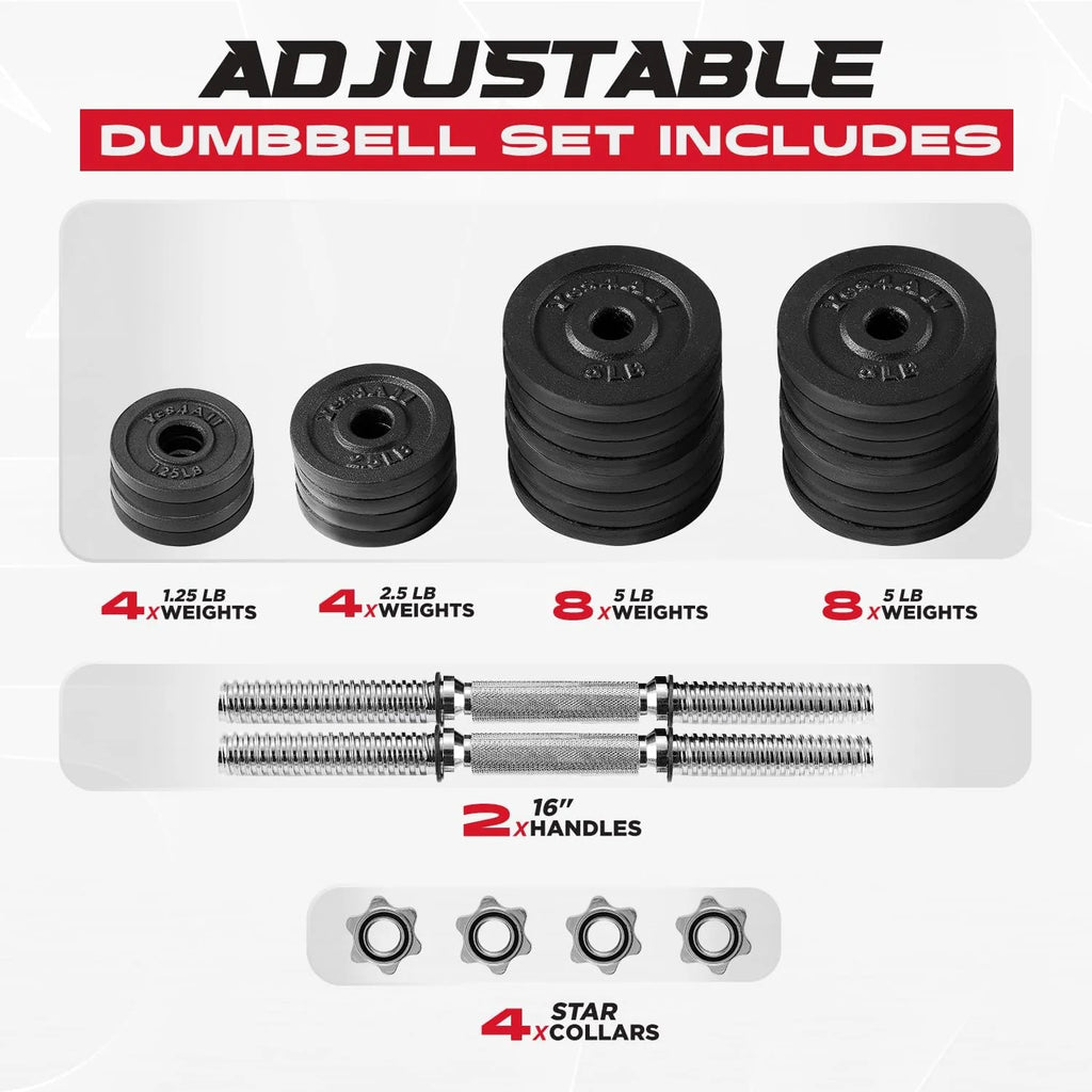 105 lbs Adjustable Cast Iron Dumbbell Set J773