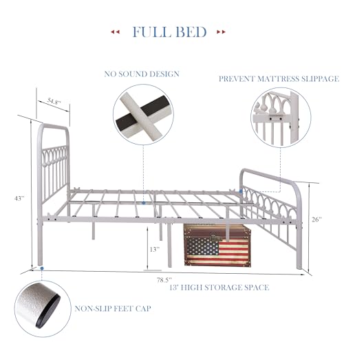 Queen Size Metal Bed Frame with Headboard and Footboard T51693