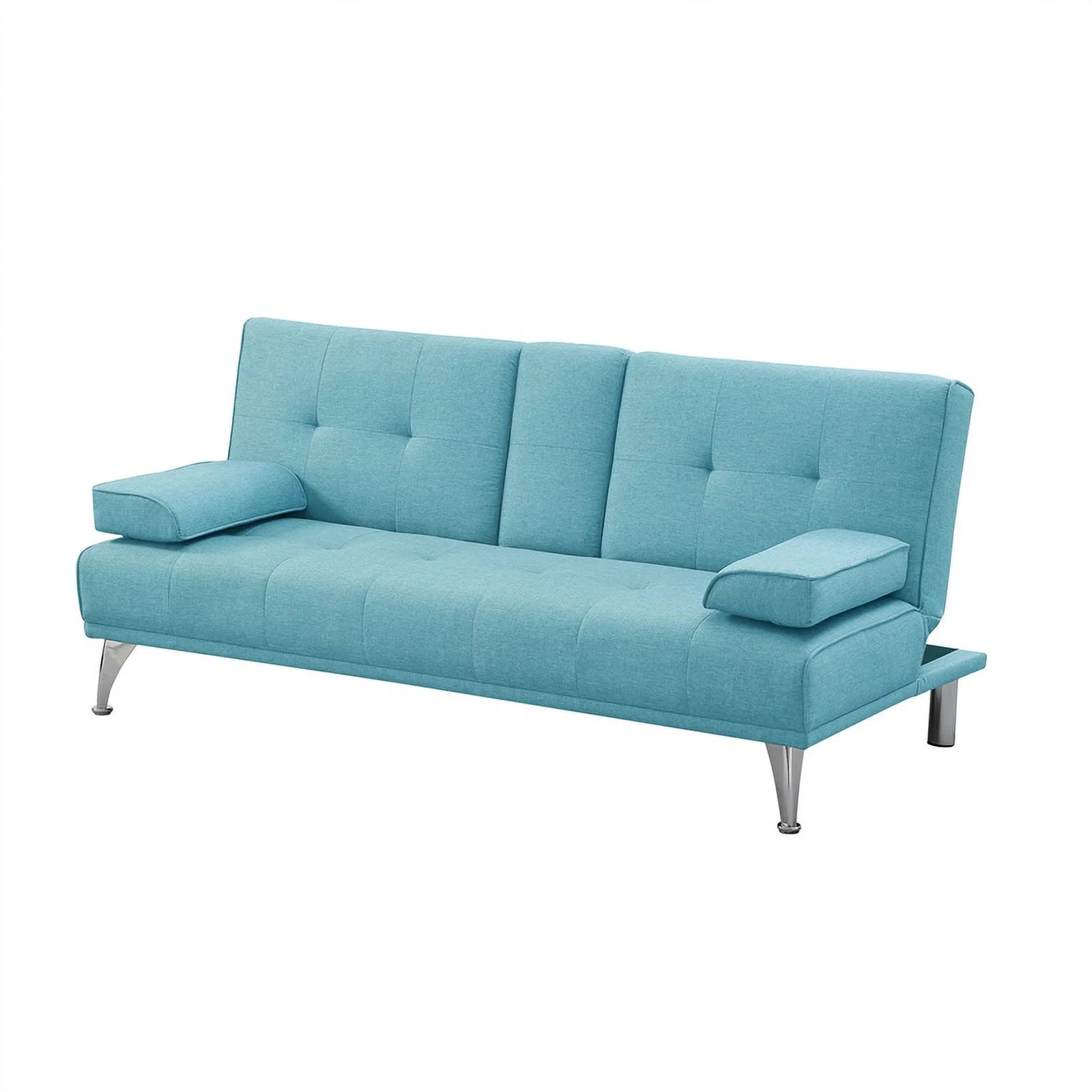 Sky Blue Fabric Upholstery Convertible Sofa Q5821