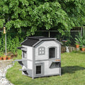 Wooden 2-Story Outdoor Cat House with Escape Door A8395